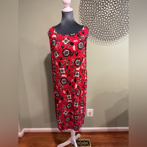 J. Jill Floral Sleeveless Red Dress - Picture 1 of 5